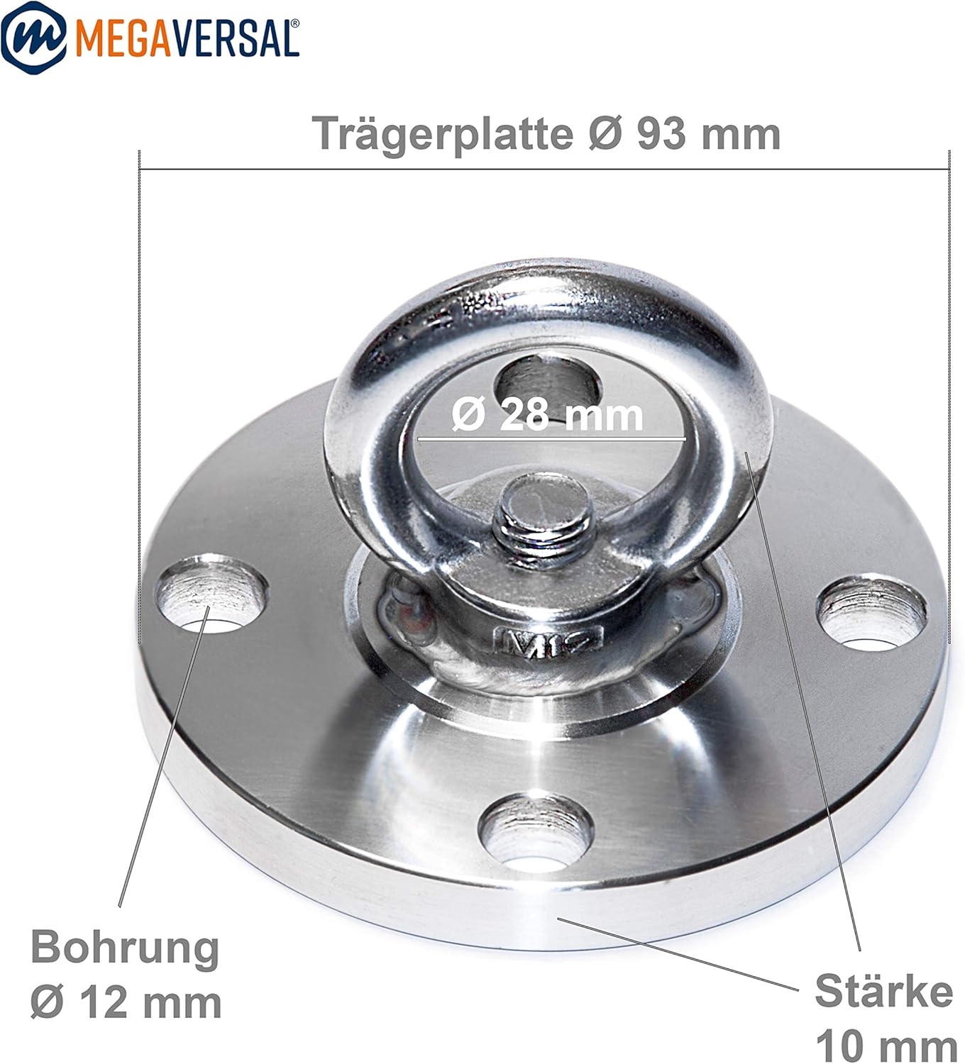 Premium stainless steel bracket up to 250 g for hanging chairs, hammock, punch bag, sling trainer, yoga towel, sun sail, nest swing, hammock, seating, swing. – Bild 3