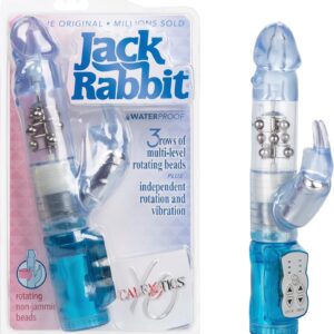 Waterproof Jack Rabbit Clitoral Stimulation Vibrator with Blue Floating Beads