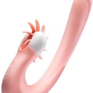 Rabbit Vibrator with Rotating Tongue 12 Vibration Modes Licking G Spot Clitoris Strong Battery Under 45 dB Noise Level Vibrating Tongue 100% Waterproof