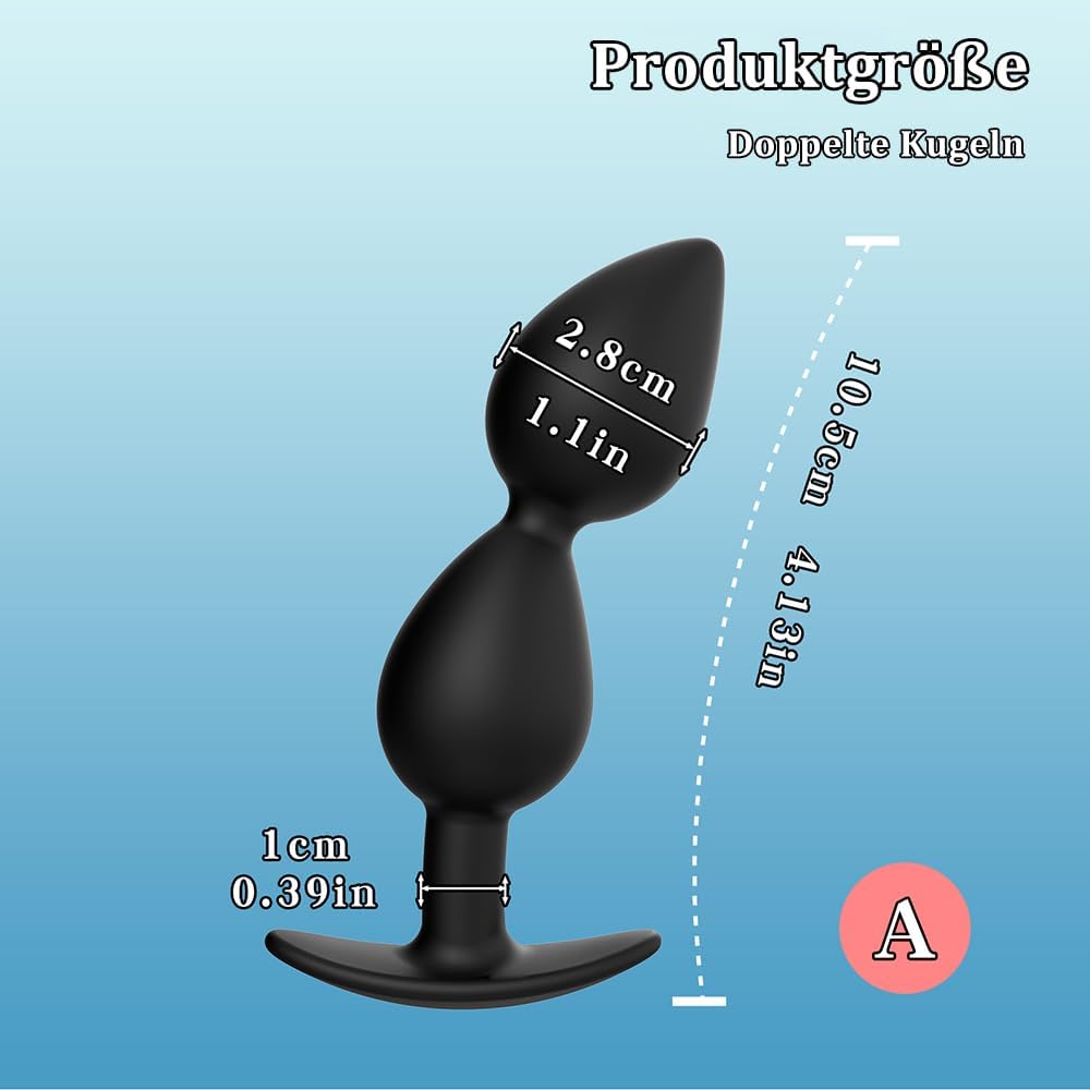 Silicone Balls with Anchor Chain, Integrated Metal Ball, Double Pearl/Three Beads Plug Vaginal Stimulator Sex Trainer Sex Toy for Men and Women Beginners (A) – Bild 2