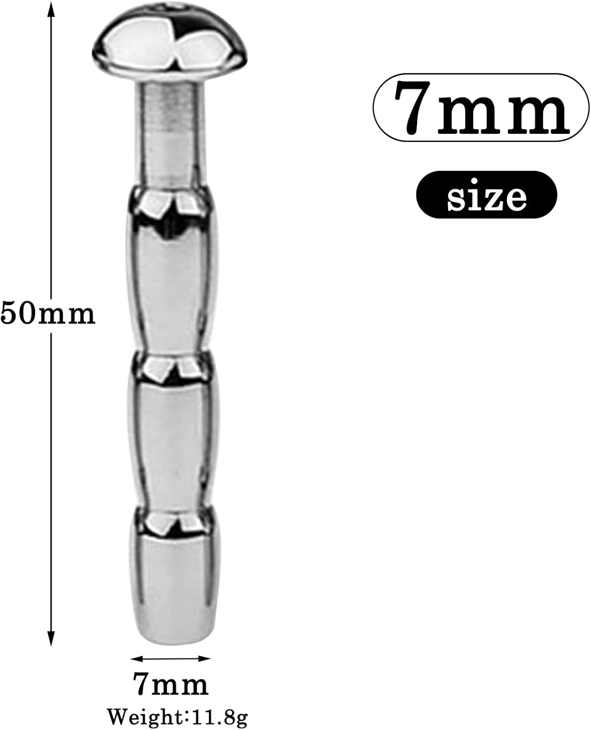 Dilator Urethra Stainless Steel Hollow Plug 50 mm, Catheter Urethra Men, Sex Toy for Men, Solo, Prostate Massage Plug, Urethra Dilators, Men Plug (Diameter 7 mm) – Bild 7