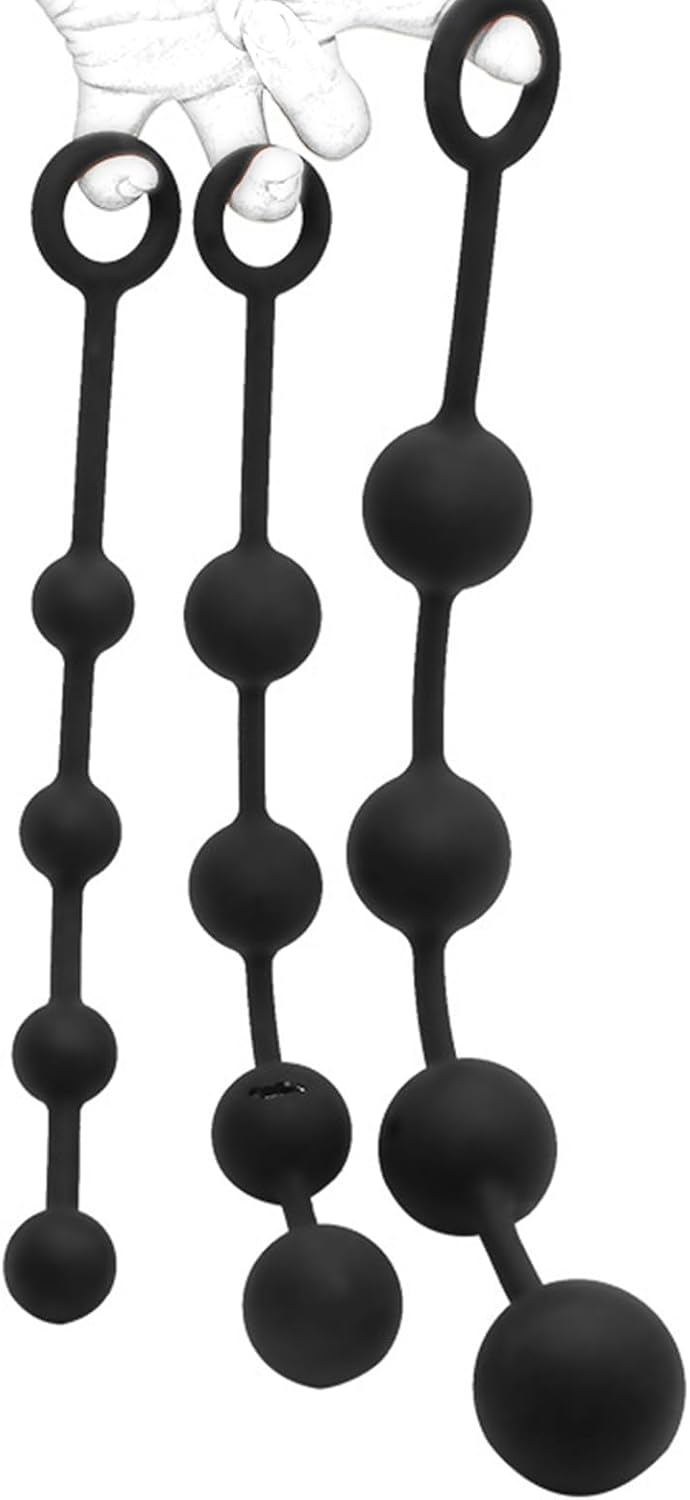 Silicone Plug Chain with Ball Beads with Pull Ring Beads Prostate Massager G-Spot Stimulator Masturbator Butt Plug SM Sex Toy for Women Men (M) – Bild 6