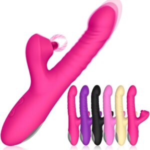 Vibration for Women Vibrator Dildo 2 in 1 Rabbit Vibration with Shock Function for Her with 10 Vibration Modes and 3 Shock Modes Erotic Vibrators Woman Erotic Sex Toy for Couples (Black)