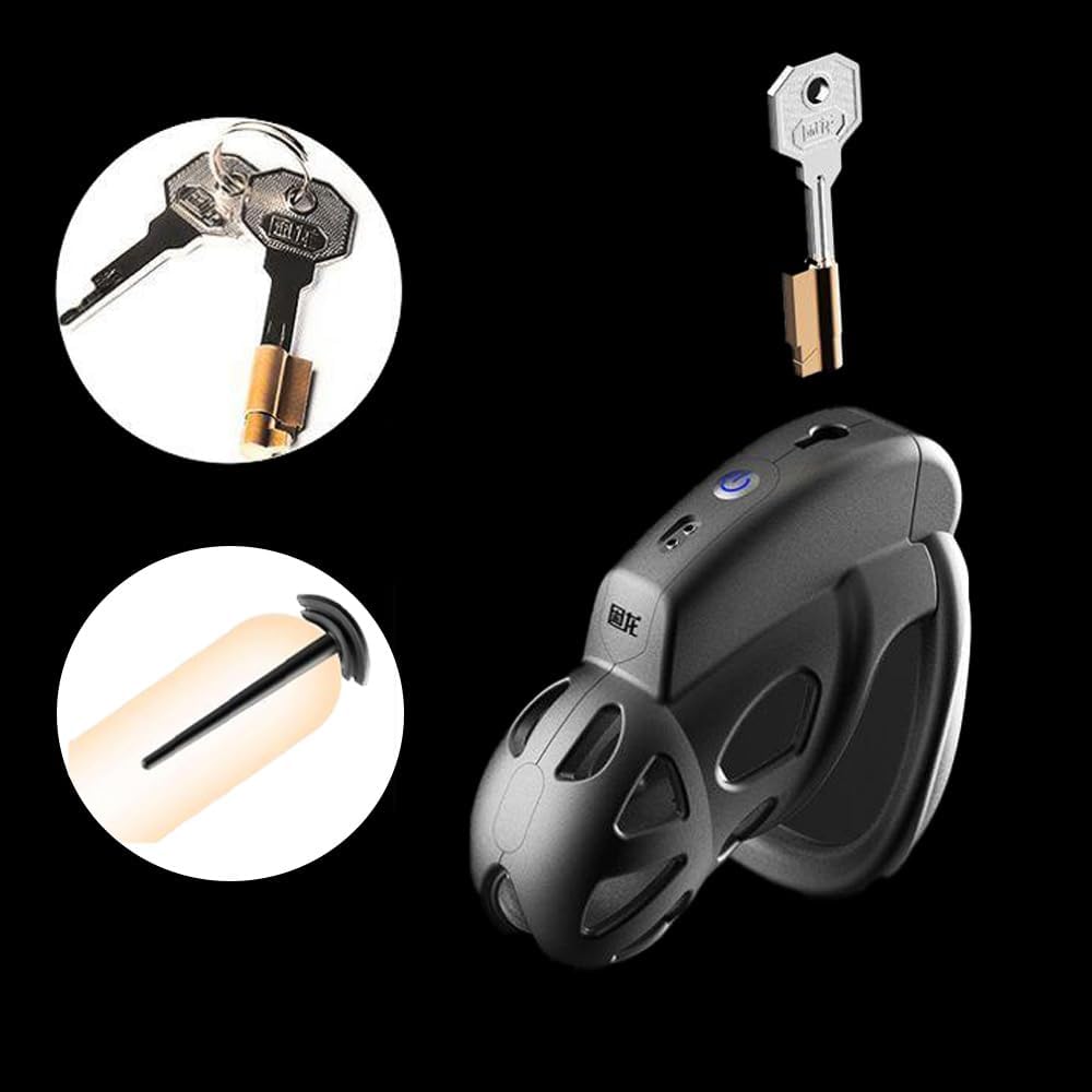 Electric Shock Cage App Smart Chastity Cage Set with 3 Rings and Plug Chastity Cage BDSM Fetish Bondage Chastity Belt Erotic Sex Toy for Couples – Bild 4
