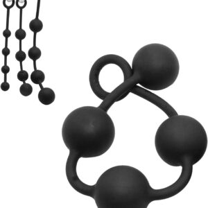 Silicone Plug Chain with Ball Beads with Pull Ring Beads Prostate Massager G-Spot Stimulator Masturbator Butt Plug SM Sex Toy for Women Men (M)