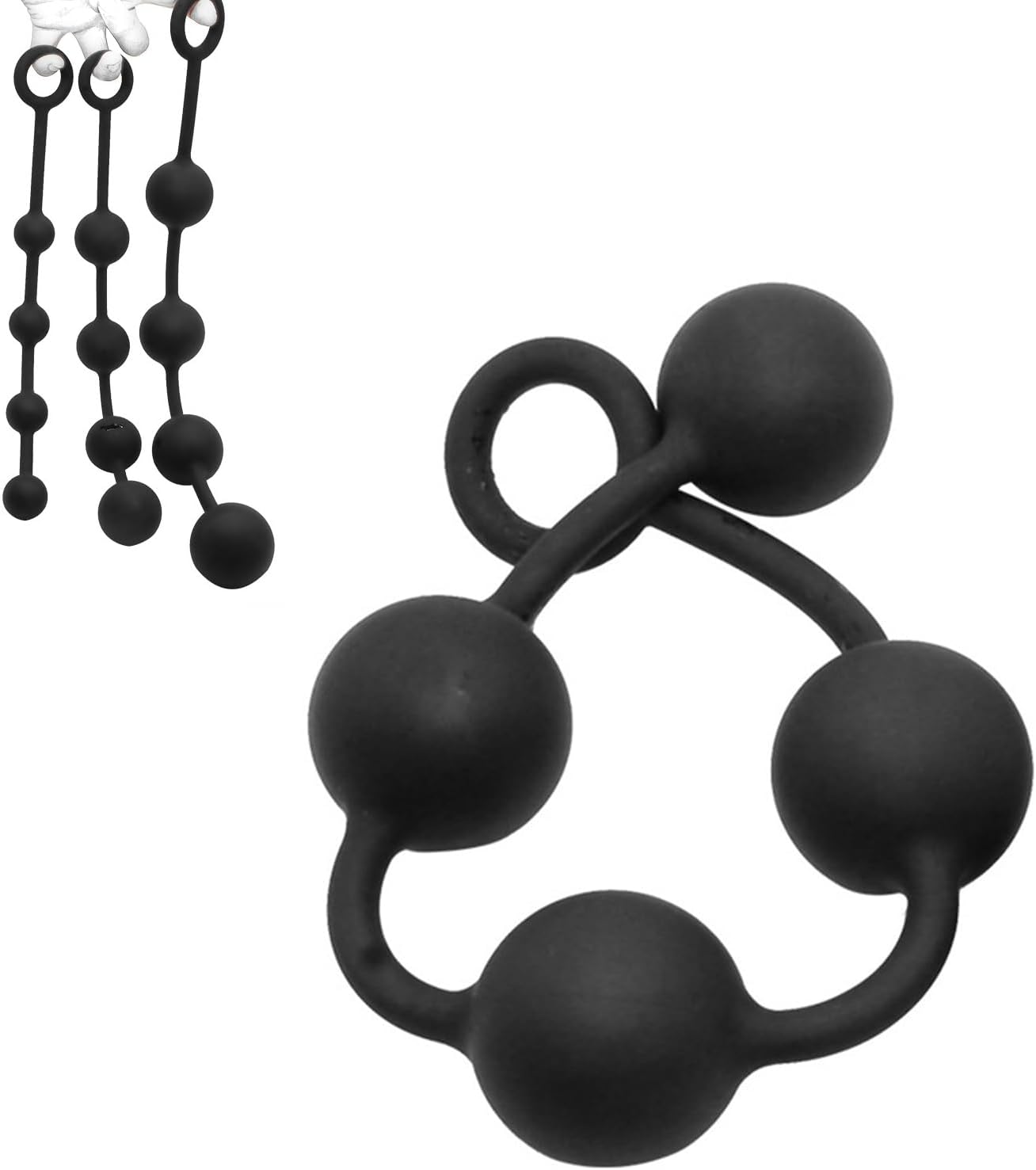 Silicone Plug Chain with Ball Beads with Pull Ring Beads Prostate Massager G-Spot Stimulator Masturbator Butt Plug SM Sex Toy for Women Men (M)