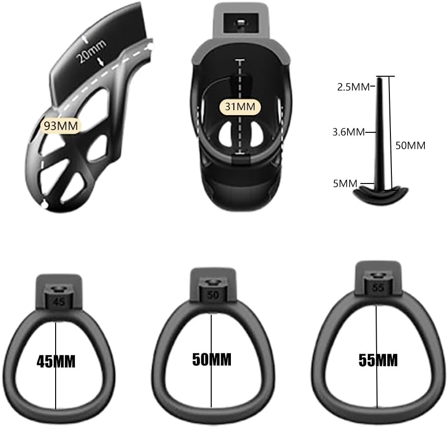 Electric Shock Cage App Smart Chastity Cage Set with 3 Rings and Plug Chastity Cage BDSM Fetish Bondage Chastity Belt Erotic Sex Toy for Couples – Bild 2