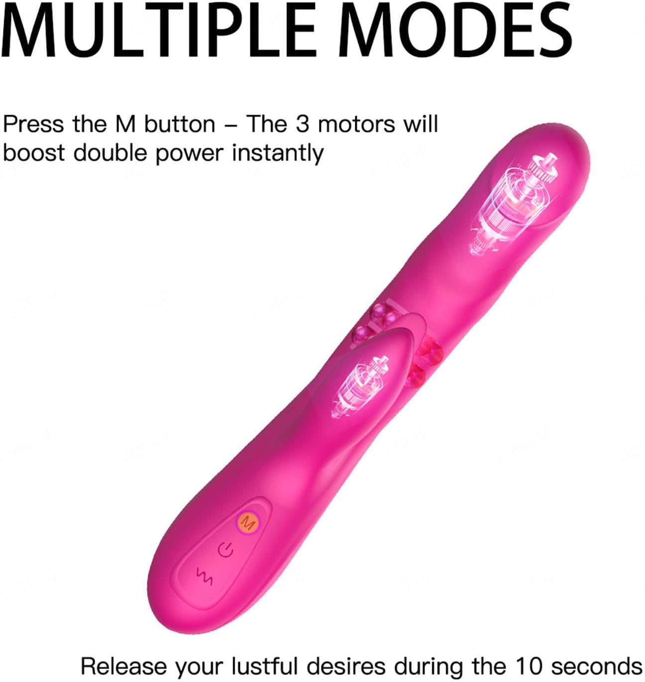G-Spot Vibrator, Silicone Vibration for Women Clitoris, 10 Vibration Modes with 3 Telescopic Functions, Rotating Modes, Rabbit Vibrators, Sex Toy for Women, Erotic Sex Toy Set, Rose Red – Bild 4