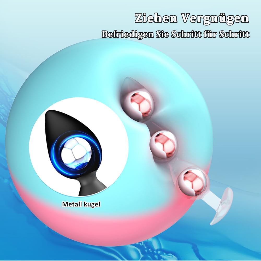 Silicone Balls with Anchor Chain, Integrated Metal Ball, Double Pearl/Three Beads Plug Vaginal Stimulator Sex Trainer Sex Toy for Men and Women Beginners (A) – Bild 6