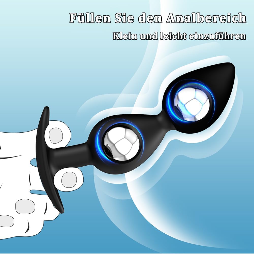 Silicone Balls with Anchor Chain, Integrated Metal Ball, Double Pearl/Three Beads Plug Vaginal Stimulator Sex Trainer Sex Toy for Men and Women Beginners (A) – Bild 7
