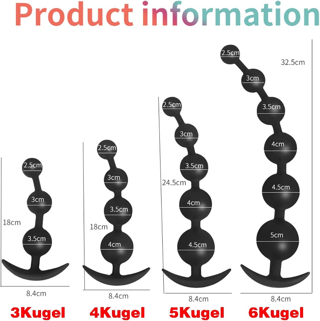 Jixaxe Silicone Chain Beads, Balls, Butt Plug, Flexible, Skin-Friendly, Trainer Balls, Sex Toy for Men, Women, Couples ( Chain with 3 Balls) – Bild 2