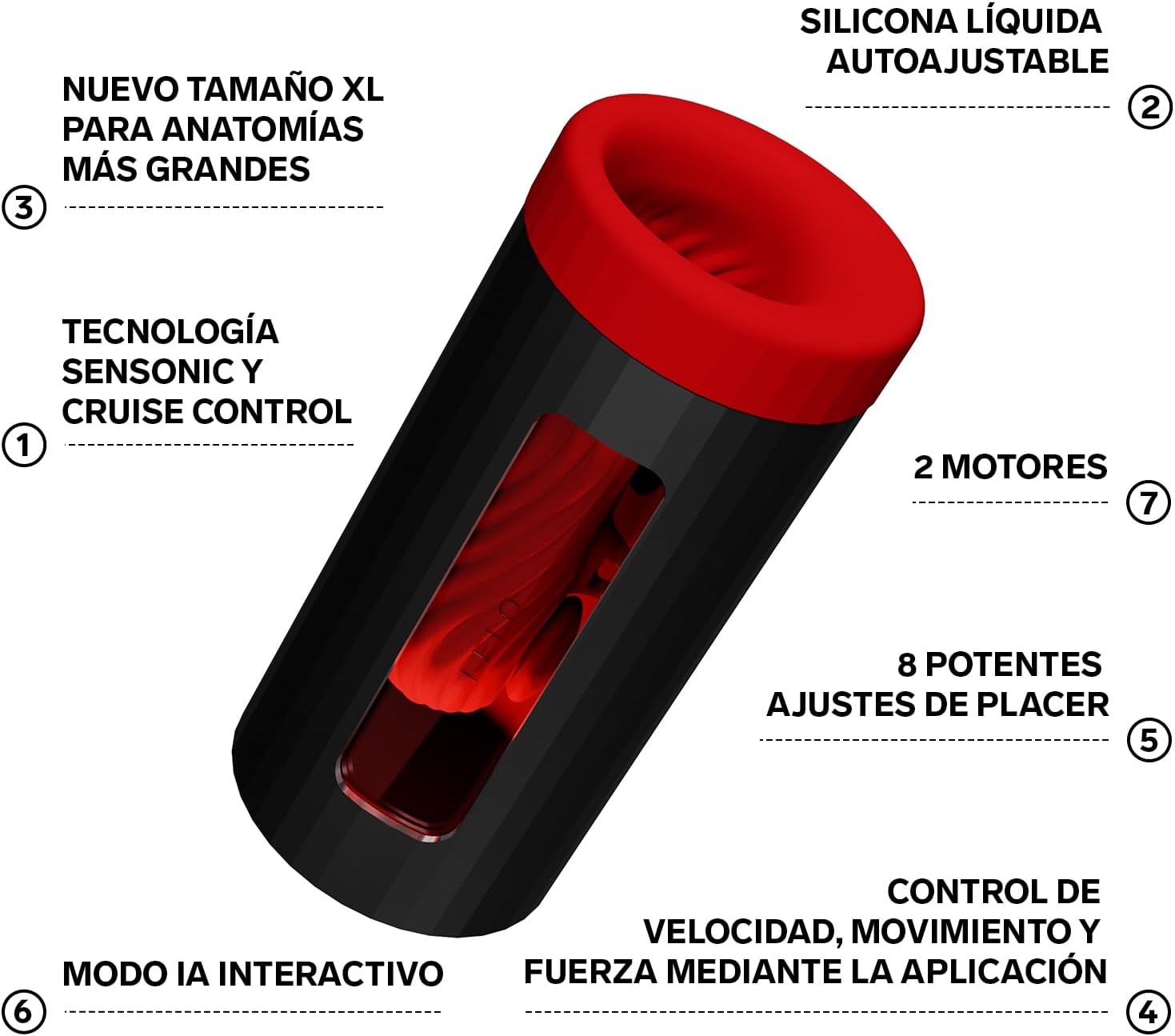 LELO F1S V3 XL Pleasure Console Sex Toy for Men Solo with Bluetooth App, Sex Toy for Men, 8 Modes and Interactive AI Mode, Masturbating for Men, Eectric, Masturbator Cup, Red – Bild 6