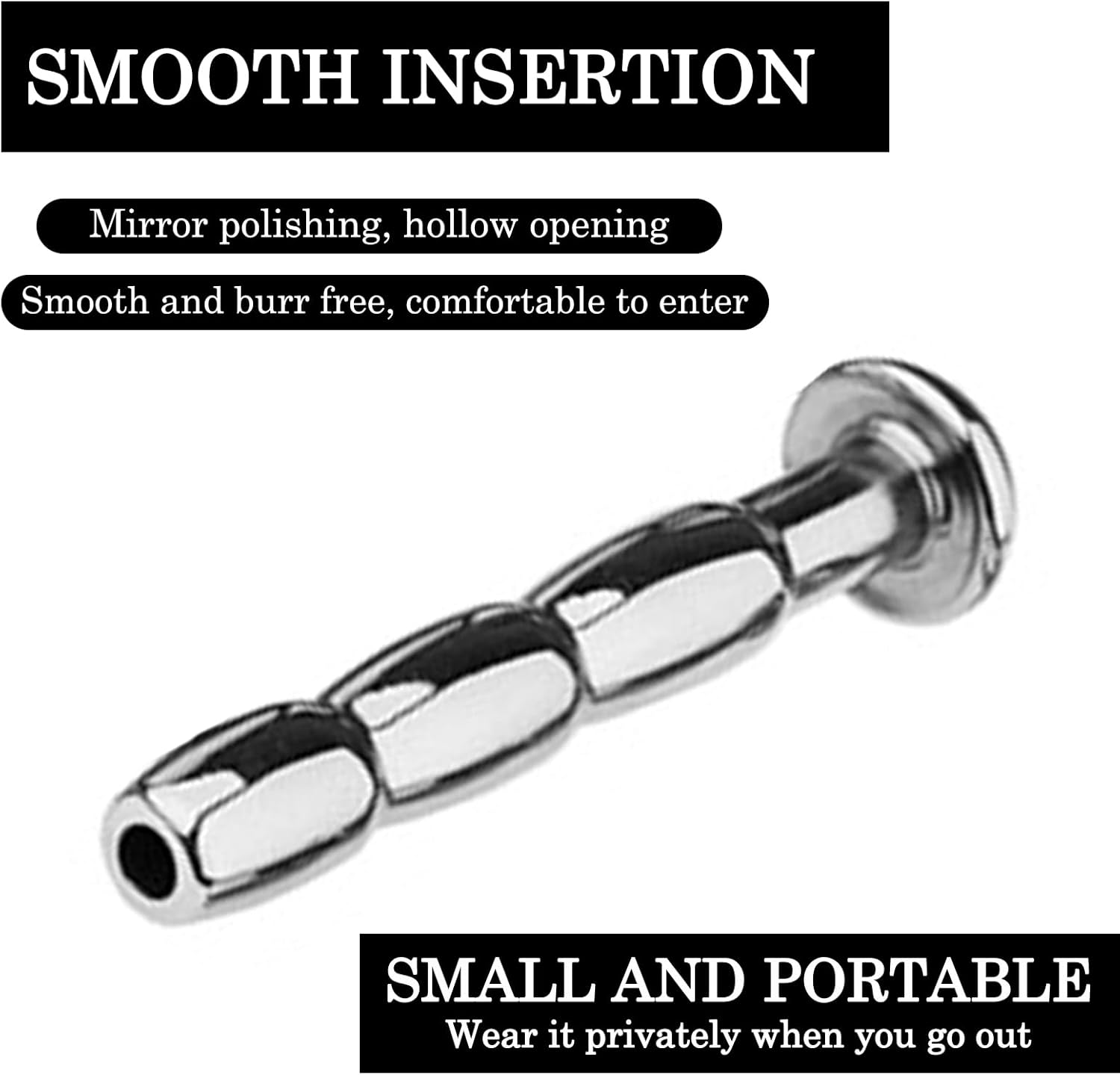 Dilator Urethra Stainless Steel Hollow Plug 50 mm, Catheter Urethra Men, Sex Toy for Men, Solo, Prostate Massage Plug, Urethra Dilators, Men Plug (Diameter 7 mm) – Bild 4