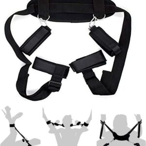 BDSM Bondage Set, SM Bondage Set, Sex Bondage Set, Rope with Handcuffs, Ankle Restraints, Adjustable Thigh Restraints, Bed, SM Sex Toy for Couples