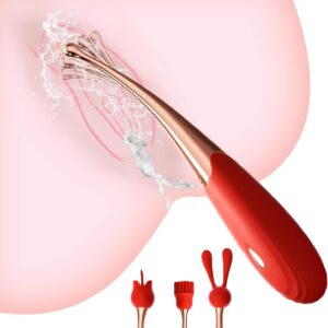 High Frequency G-Spot Vibrators for Her Clitoris Fluttering Clitoris Vibrator for Women 12 Types of Vibrations 3 Vibrator Heads Replaceable for Women Couple Quiet Erotic Sex Toy (Red)