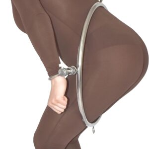 Metal Bondage Ring with Handcuffs – Fetish Restraint Bar with Handcuffs – BDSM Bondage Position Ring for Butt Spanking