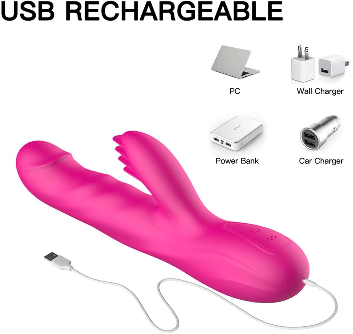 G-Spot Vibrator, Silicone Vibration for Women Clitoris, 10 Vibration Modes with 3 Telescopic Functions, Rotating Modes, Rabbit Vibrators, Sex Toy for Women, Erotic Sex Toy Set, Rose Red – Bild 9