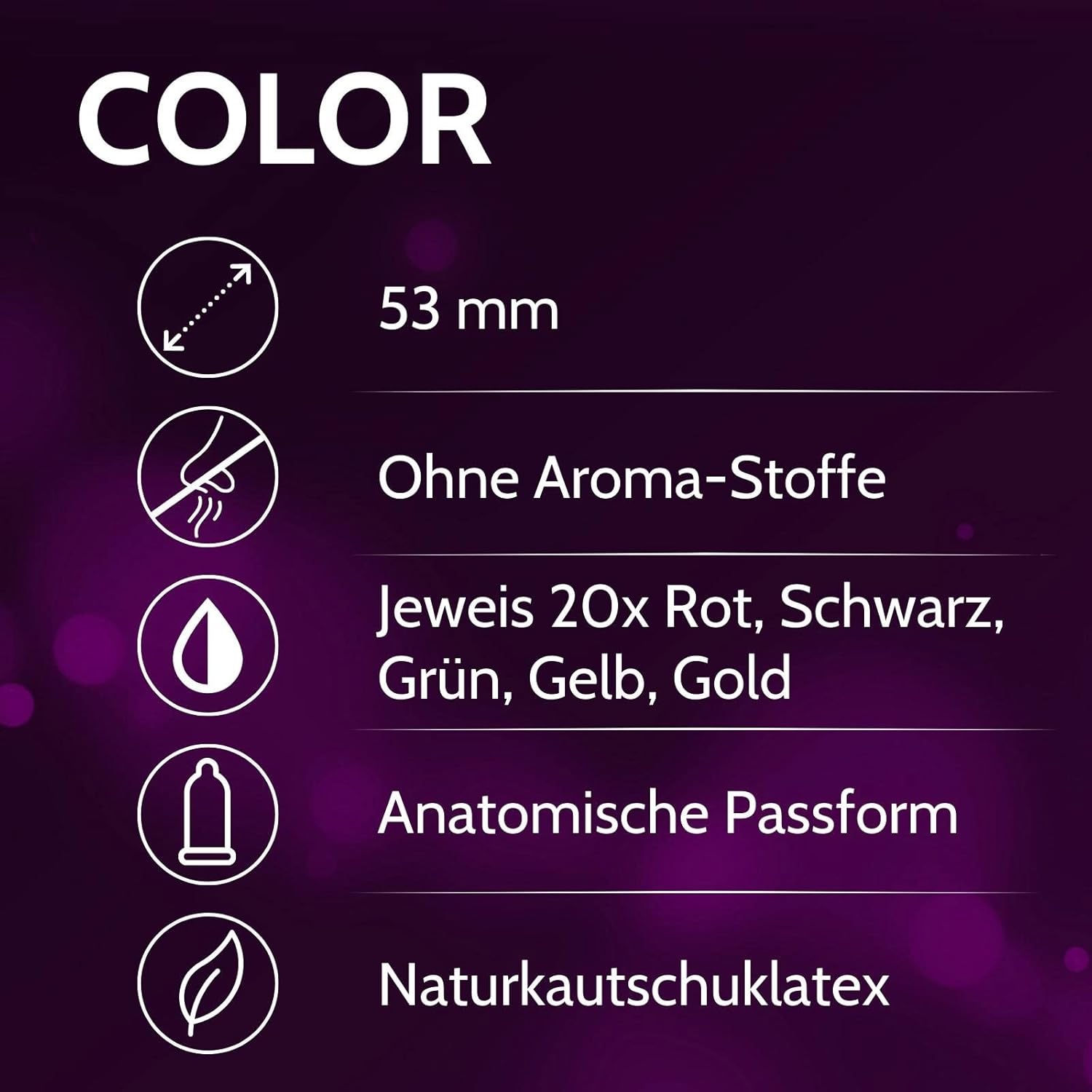 Vibratissimo Colour Condoms Pack of 100 & Lubricant Set – Real Feel & Extra Moist – Condoms for Men – Condoms in Resealable Bag – Condoms Pack in Red, Black, Green, Yellow, Gold – Bild 2