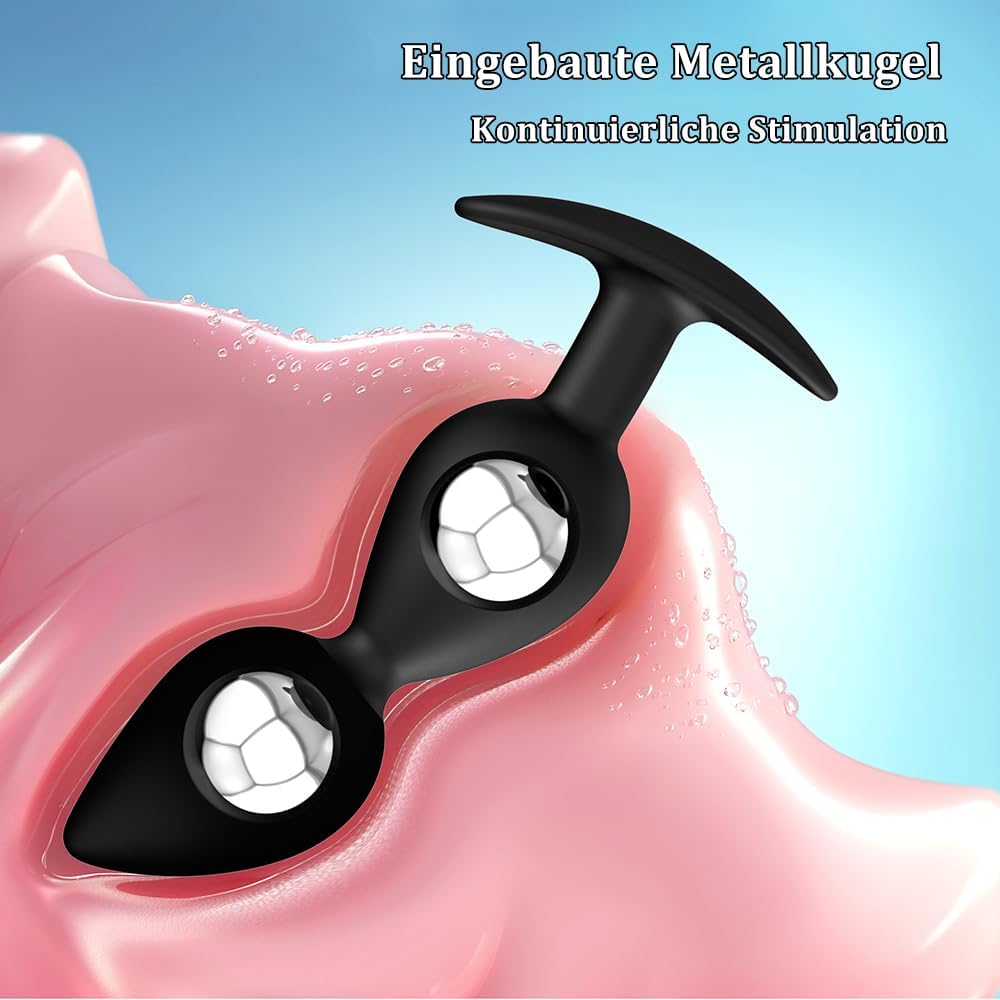 Silicone Balls with Anchor Chain, Integrated Metal Ball, Double Pearl/Three Beads Plug Vaginal Stimulator Sex Trainer Sex Toy for Men and Women Beginners (A) – Bild 4