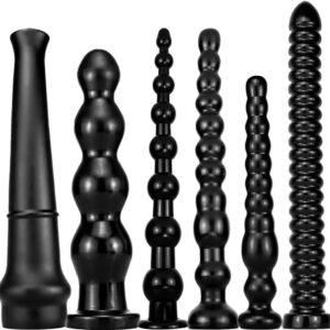 Super Large XXL Dildo, Balls, 6 Styles, Plug, Anus Dilator, Prostate Massager, G-Spot Stimulation, Butt Plug, Extra Long Chain Sex Toy for Men and Women, Black, E