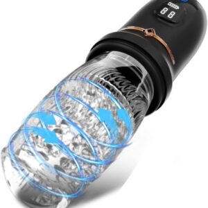 Electric Masturbator Cup with 5 Modes, Telescopic Function, 5 Rotating Massage Functions and 10 Vibrations, Sex Toy for Men, Masturbating for Men, Pocket Pussy Masturbators