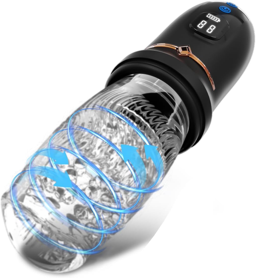 Electric Masturbator Cup with 5 Modes, Telescopic Function, 5 Rotating Massage Functions and 10 Vibrations, Sex Toy for Men, Masturbating for Men, Pocket Pussy Masturbators