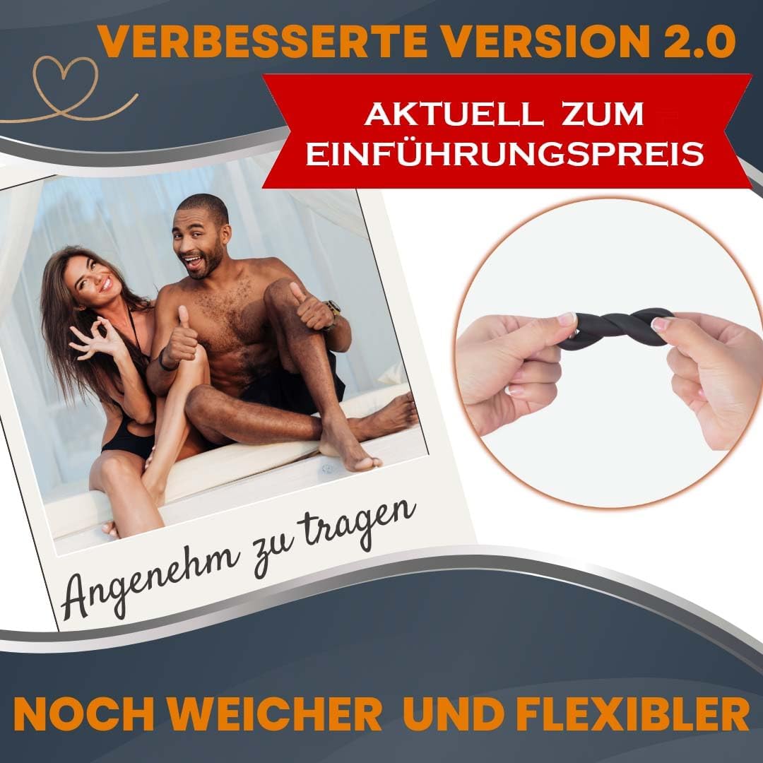 Silicone Ring Set – Improved Version 2.0 – As Rings and Testicle Rings for Men – Cock Rings for a Harder and Longer Erection – Ring and Testicle Ring – Bild 2