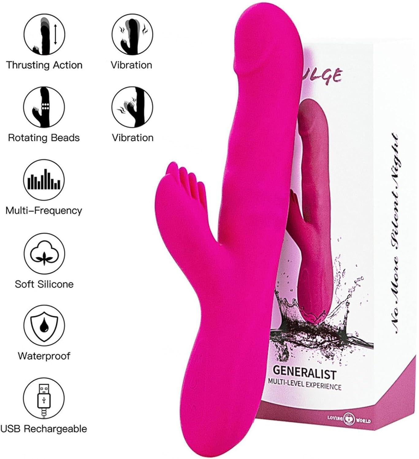 G-Spot Vibrator, Silicone Vibration for Women Clitoris, 10 Vibration Modes with 3 Telescopic Functions, Rotating Modes, Rabbit Vibrators, Sex Toy for Women, Erotic Sex Toy Set, Rose Red – Bild 3