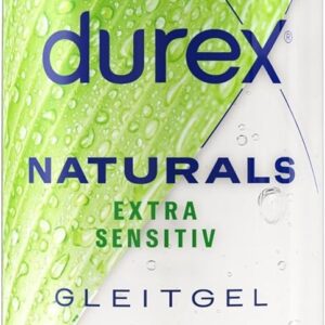 Durex Naturals Extra Sensitive Lubricant – Made from 100% Natural Ingredients with Aloe Vera Extract – Water-based Lubricant with Pleasant Texture – Intimate Balance Formula & pH Friendly – 250 ml