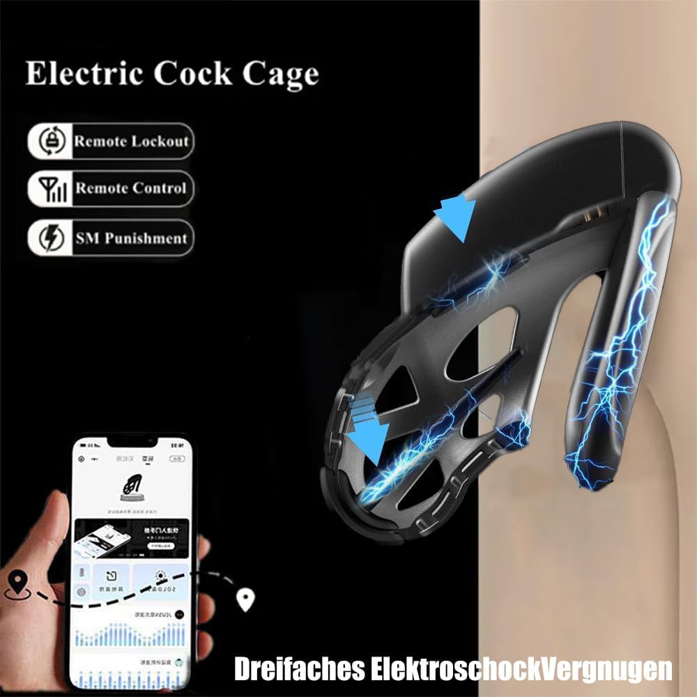 Electric Shock Cage App Smart Chastity Cage Set with 3 Rings and Plug Chastity Cage BDSM Fetish Bondage Chastity Belt Erotic Sex Toy for Couples – Bild 3