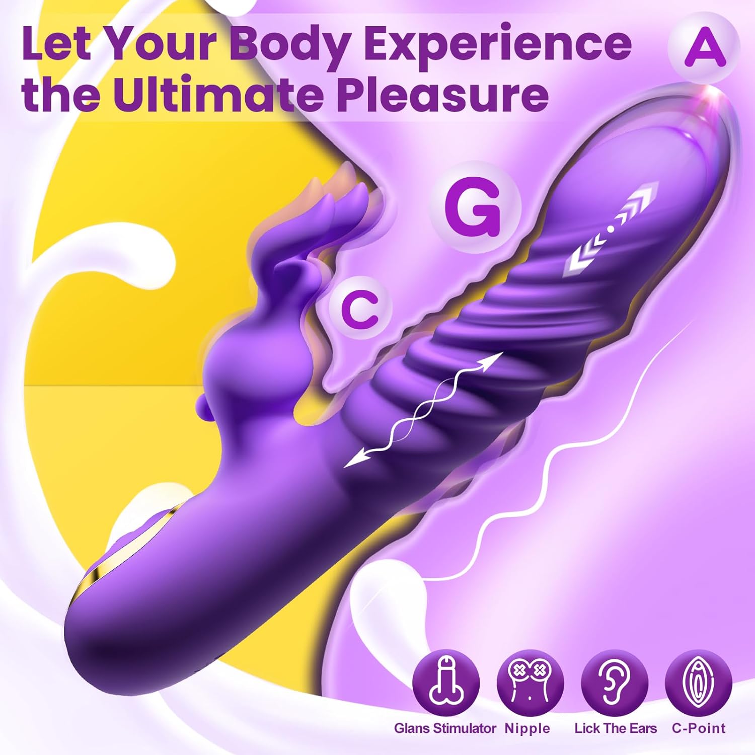 TYDAY G-Spot Vibrator, Clitoral Stimulator, Nipple Massager, Rabbit Vibrator, Retractable Vibrator, Female Masturbator, Flirting Toy for Couples, Ideal Solo Toy for Women – Bild 4
