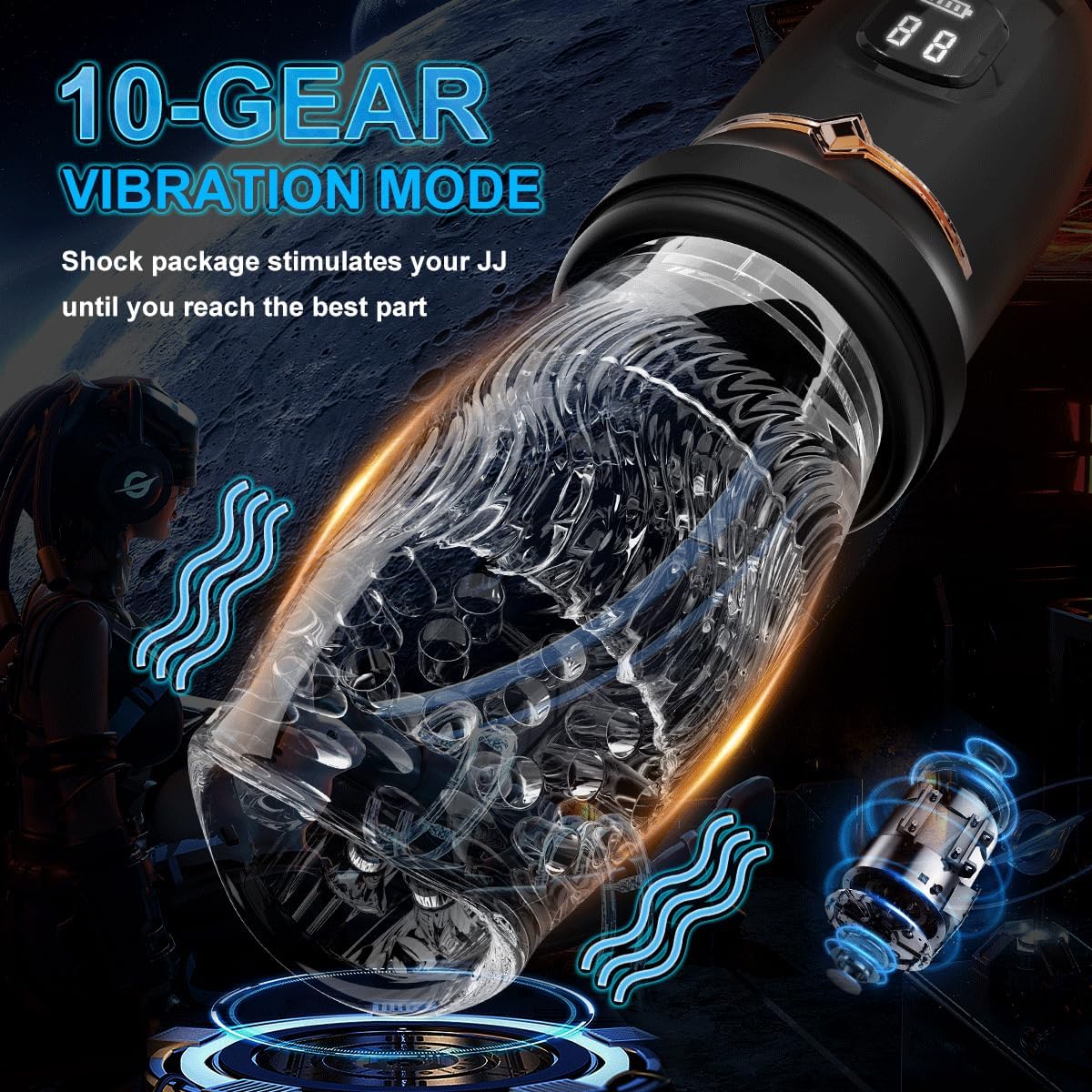 Electric Masturbator Cup with 5 Modes, Telescopic Function, 5 Rotating Massage Functions and 10 Vibrations, Sex Toy for Men, Masturbating for Men, Pocket Pussy Masturbators – Bild 4
