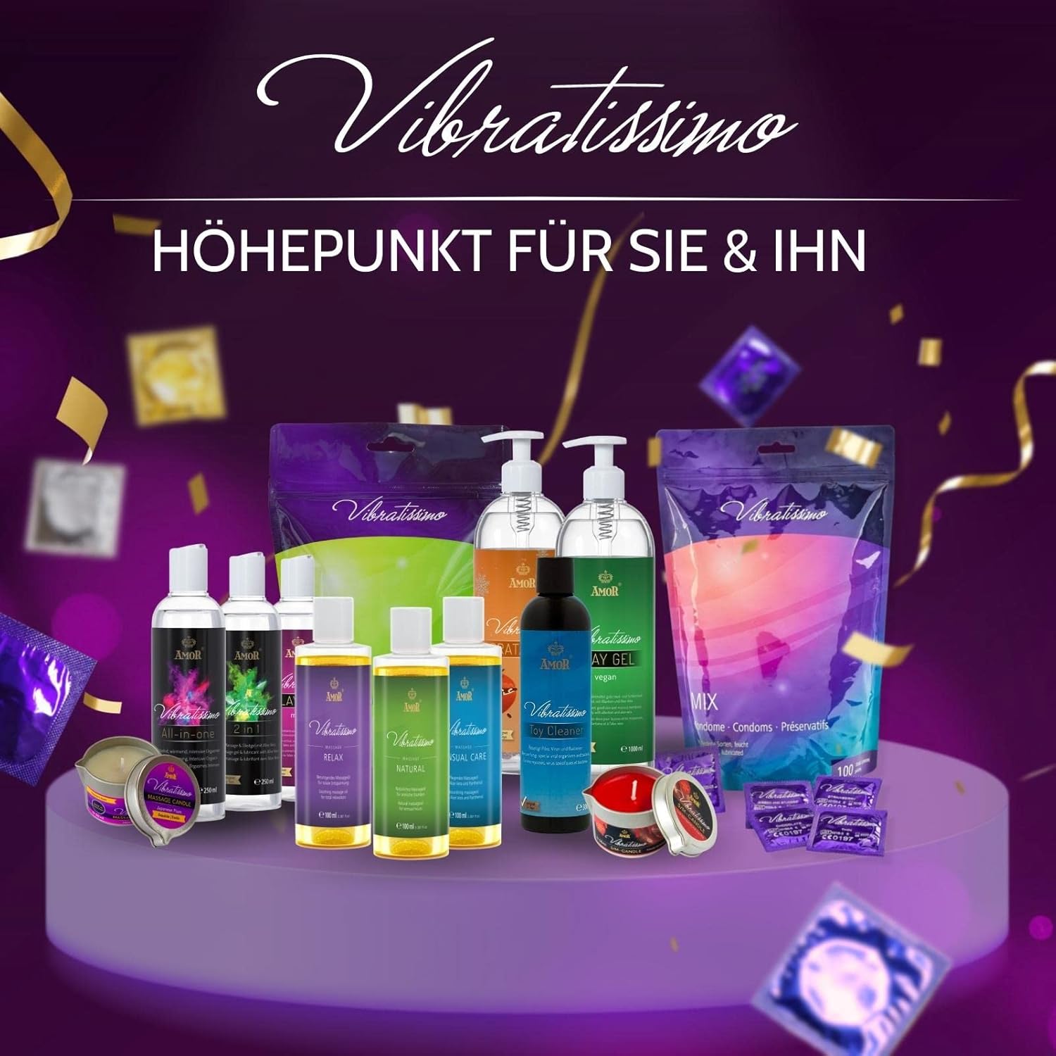 Vibratissimo Colour Condoms Pack of 100 & Lubricant Set – Real Feel & Extra Moist – Condoms for Men – Condoms in Resealable Bag – Condoms Pack in Red, Black, Green, Yellow, Gold – Bild 7