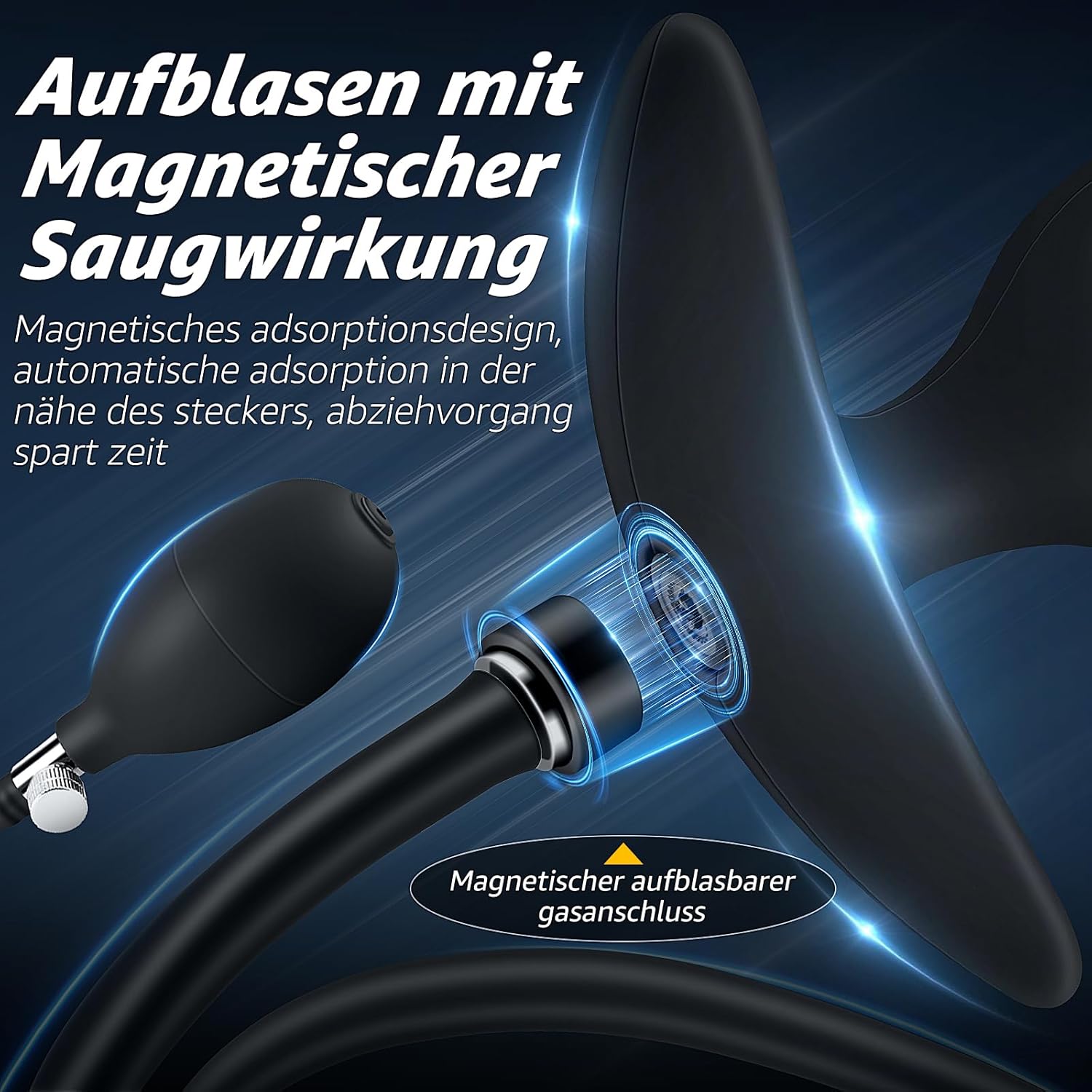 Steel Balls Inflatable Plug with Magnetic Closure System for Air Pump, Adjustable Giant Dildo Butt Plug, Removable, Plug, Expander, SM Sex Toy for Couples, Women, Men, Extreme – Bild 2