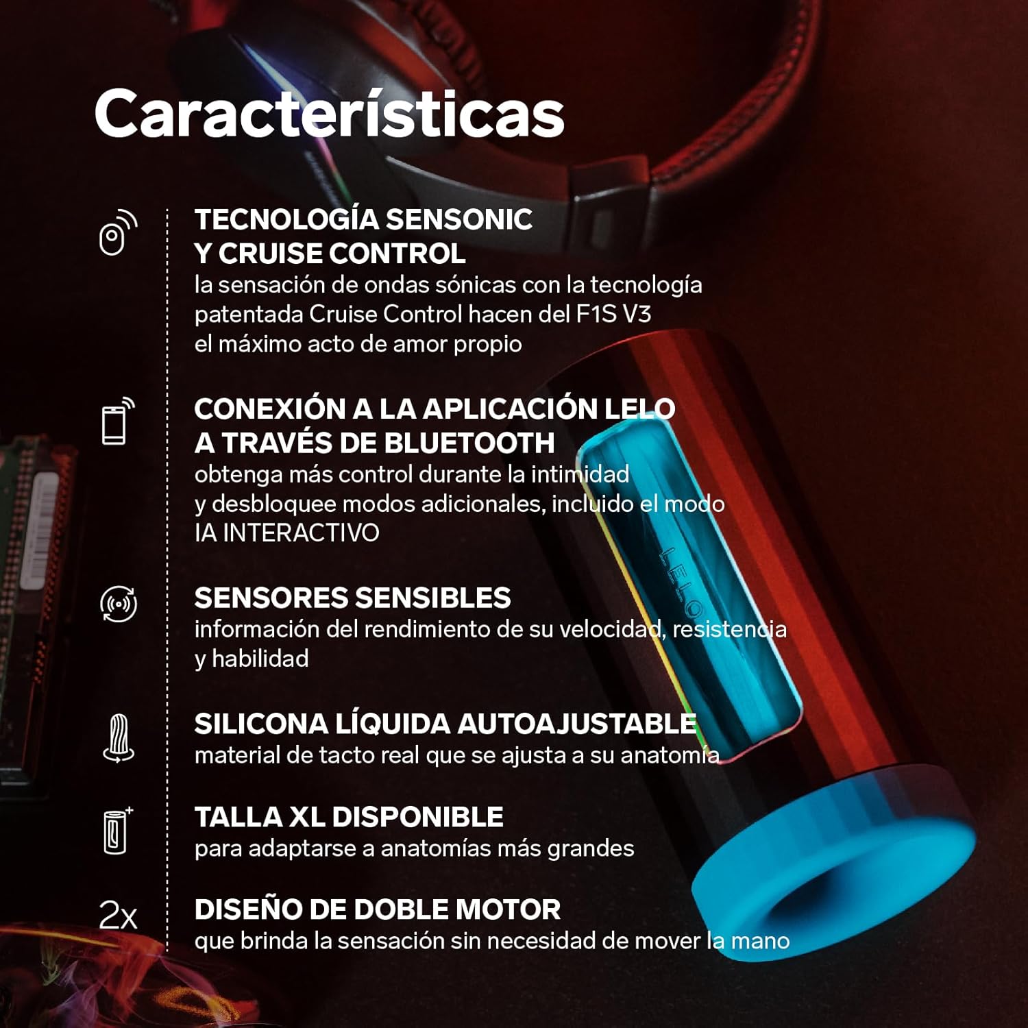 LELO F1S V3 XL Pleasure Console Sex Toy for Men Solo with Bluetooth App, Sex Toy for Men, 8 Modes and Interactive AI Mode, Masturbating for Men, Eectric, Masturbator Cup, Red – Bild 2