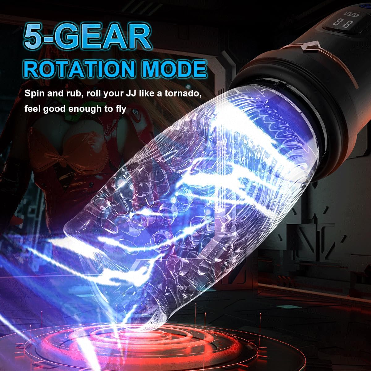 Electric Masturbator Cup with 5 Modes, Telescopic Function, 5 Rotating Massage Functions and 10 Vibrations, Sex Toy for Men, Masturbating for Men, Pocket Pussy Masturbators – Bild 2