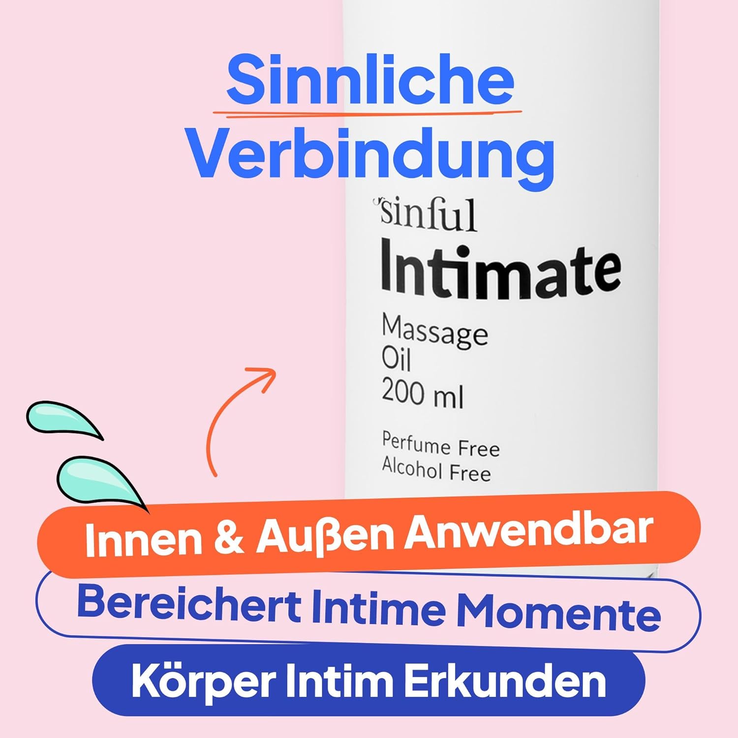 200 ml Silicone-Based Massage Oil by Sinful - Vegan & Perfume-Free - For Relaxing Wellness Moments - Neutral & Fragrance-Free - Massage Oil for Couples - Massage Oil Lubricant 2 in 1 – Bild 2