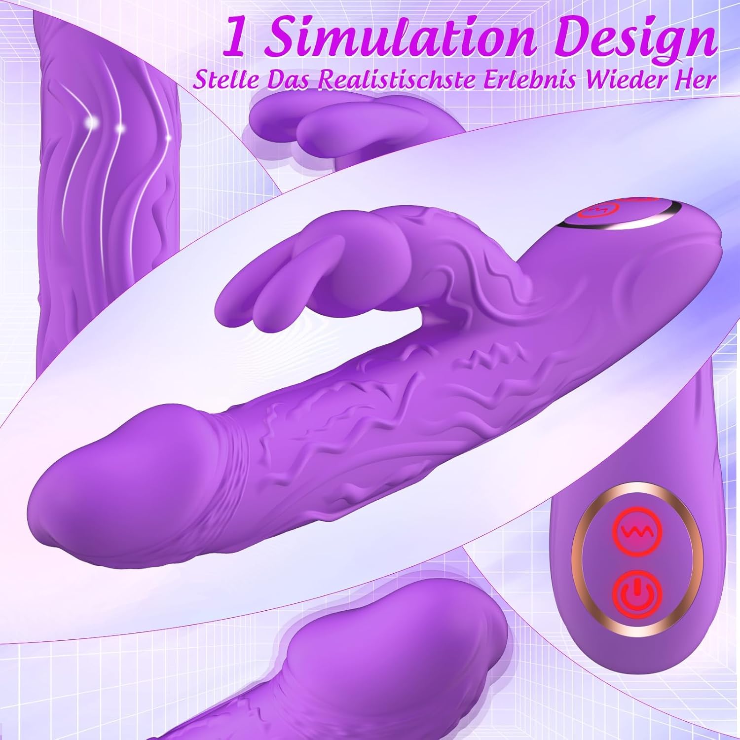 G-Spot Realistic Dildo Vibrator for Women Clitoris, 10 x 10 Super Strong Dual Vibration Modes, Sex Toy for Couples, Solo, Quiet IPX6 Rabbit Vibrator Sets, Luxurious Extreme Sex Toy Set – Bild 4