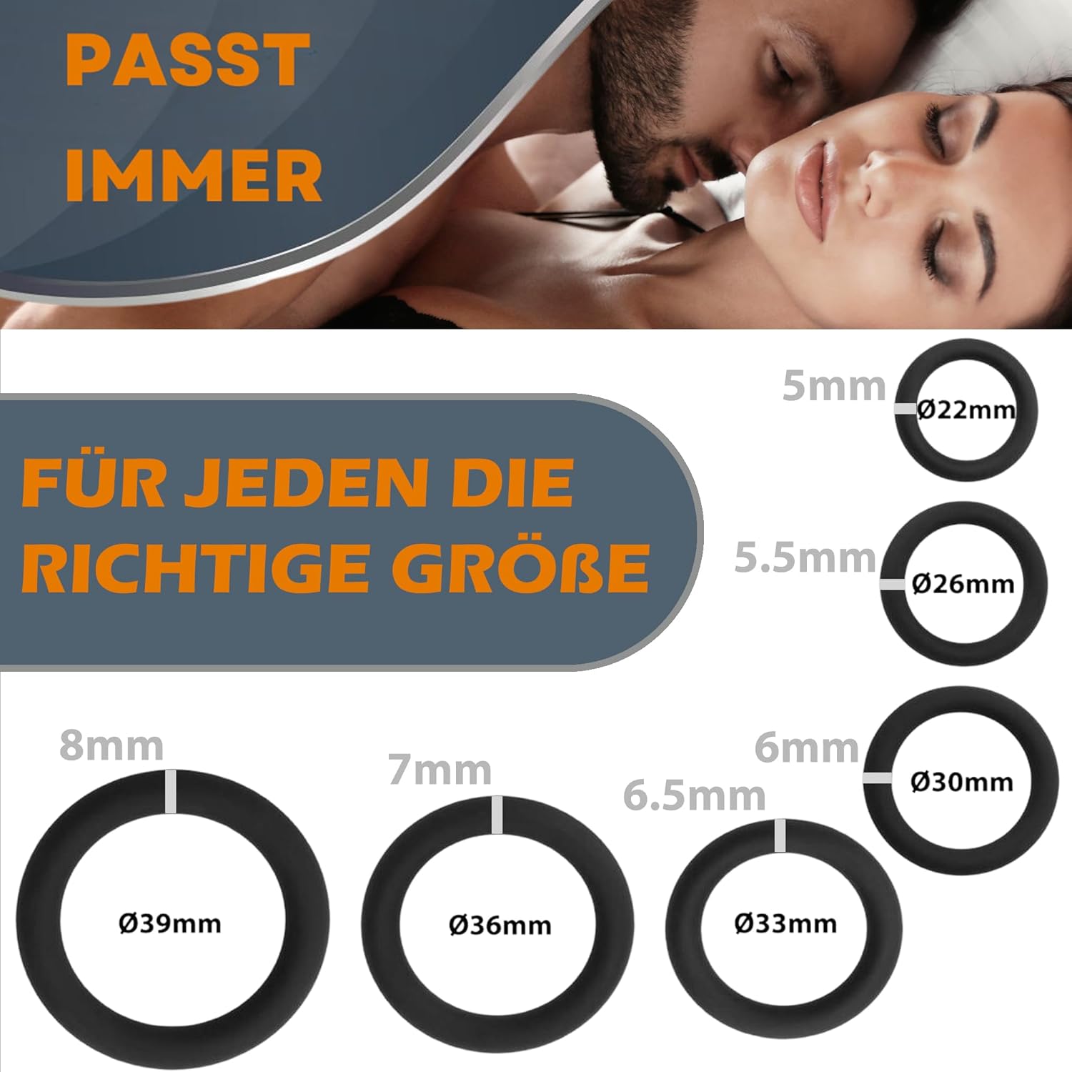 Silicone Ring Set – Improved Version 2.0 – As Rings and Testicle Rings for Men – Cock Rings for a Harder and Longer Erection – Ring and Testicle Ring – Bild 5