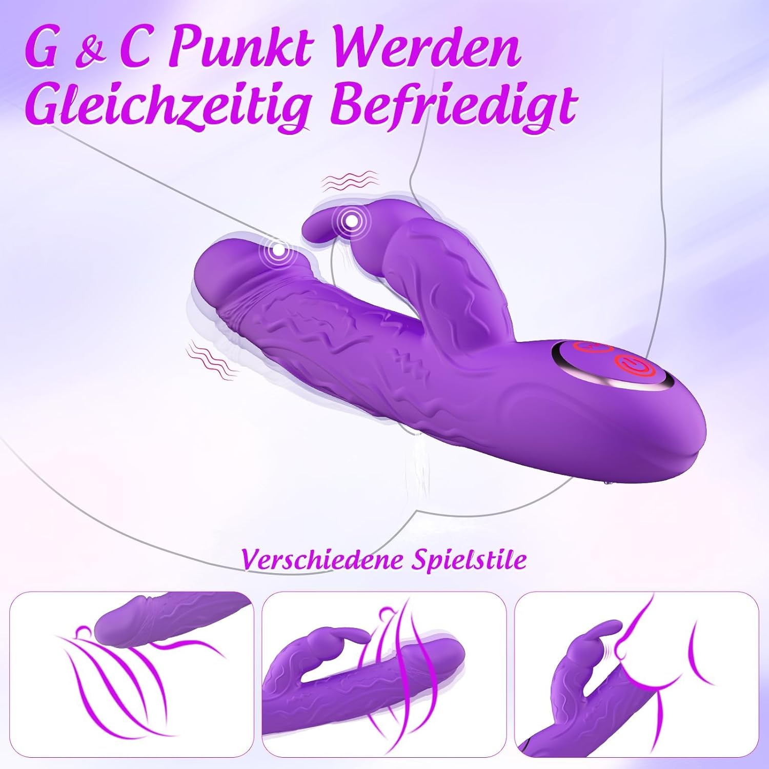 G-Spot Realistic Dildo Vibrator for Women Clitoris, 10 x 10 Super Strong Dual Vibration Modes, Sex Toy for Couples, Solo, Quiet IPX6 Rabbit Vibrator Sets, Luxurious Extreme Sex Toy Set – Bild 2