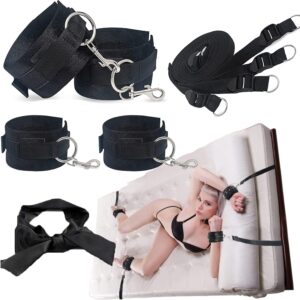 Bondage Set Bed Restraints Sex Toy for Couples SM Extreme Bed Restraints with Handcuffs Bed Set Bed Restraints Ankle Restraints for Beginners and Couples