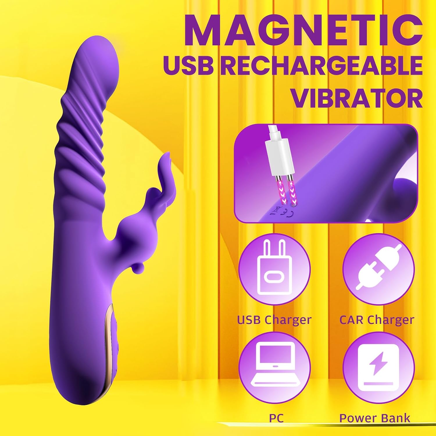 TYDAY G-Spot Vibrator, Clitoral Stimulator, Nipple Massager, Rabbit Vibrator, Retractable Vibrator, Female Masturbator, Flirting Toy for Couples, Ideal Solo Toy for Women – Bild 5