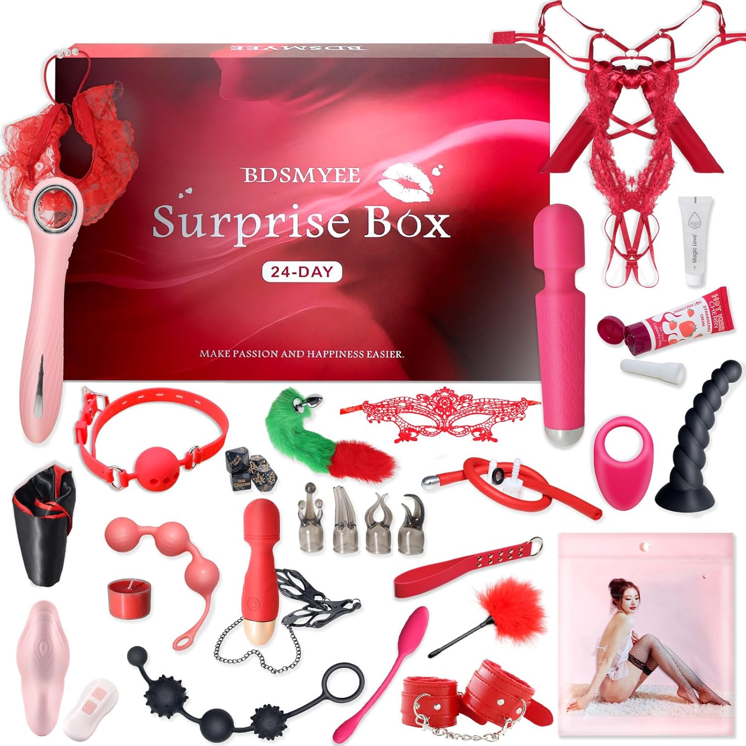 Advent Calendar 2025 Deluxe Erotic Valentine's Day Set Gift for Her with 24 Sex Toys for Couples, Sex Toy Set for Couples Set, Sex Toys for Couples Sex, Sex Toy from 18 (Rose Red) – Bild 2