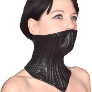 Lockable Bondage Neck Corset with Chin – Fetish Collar for a Straight Head Position – BDSM Sex Toy for Silent Slaves