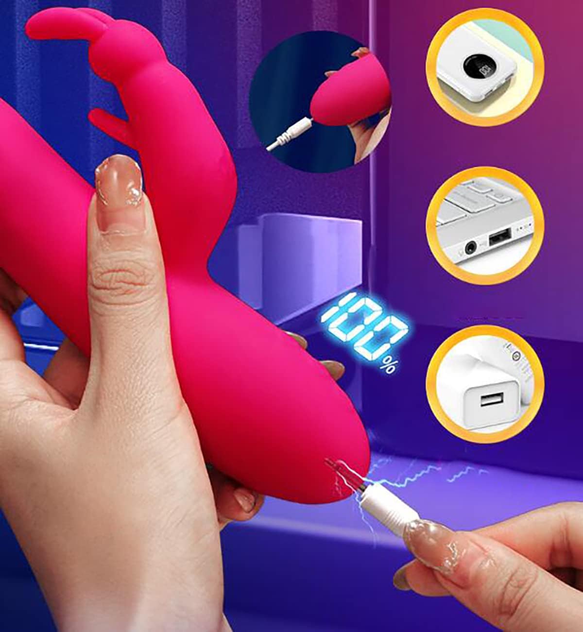 Vibrators for Her Clitoris and G-Spot, Sex Toy for Women with 7 Shock Function and 12 Vibration Modes, Rabbit Vibrator Dildo Vibrator Erotic Sex Toy for Women Couples (Red) – Bild 6