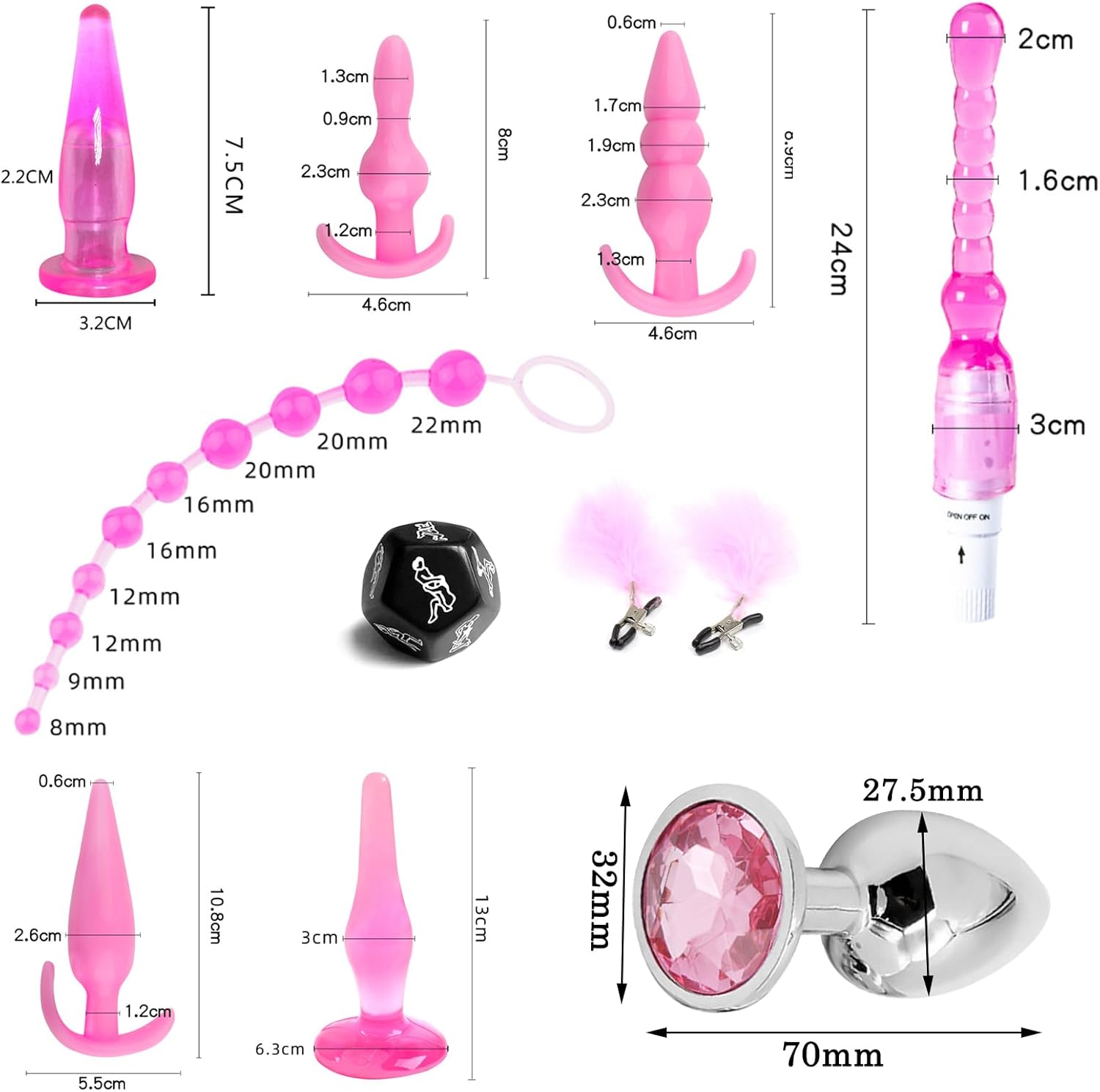 BDSMAGE Restraints Sex Set 21 Pieces BDSMs Toy Hard Erotic Sex Toy for Couples Extreme Sex Toy Set for Couples Set Bondage Set SM Sex Toy Extreme Couples (Pink - 21) – Bild 3