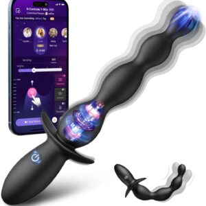 5-stufige Weichsilikon Analkugeln (9″), 7 Vibrationsstufen, Wasserdichter Prostata-Massager für Paare, Hell Schwarz