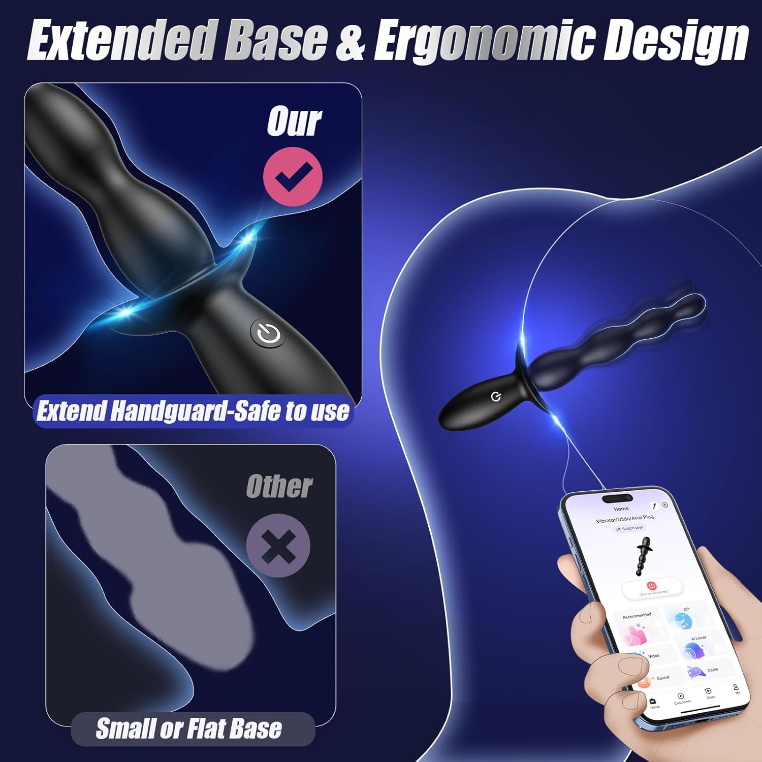 5-stufige Weichsilikon Analkugeln (9"), 7 Vibrationsstufen, Wasserdichter Prostata-Massager für Paare, Hell Schwarz – Bild 3