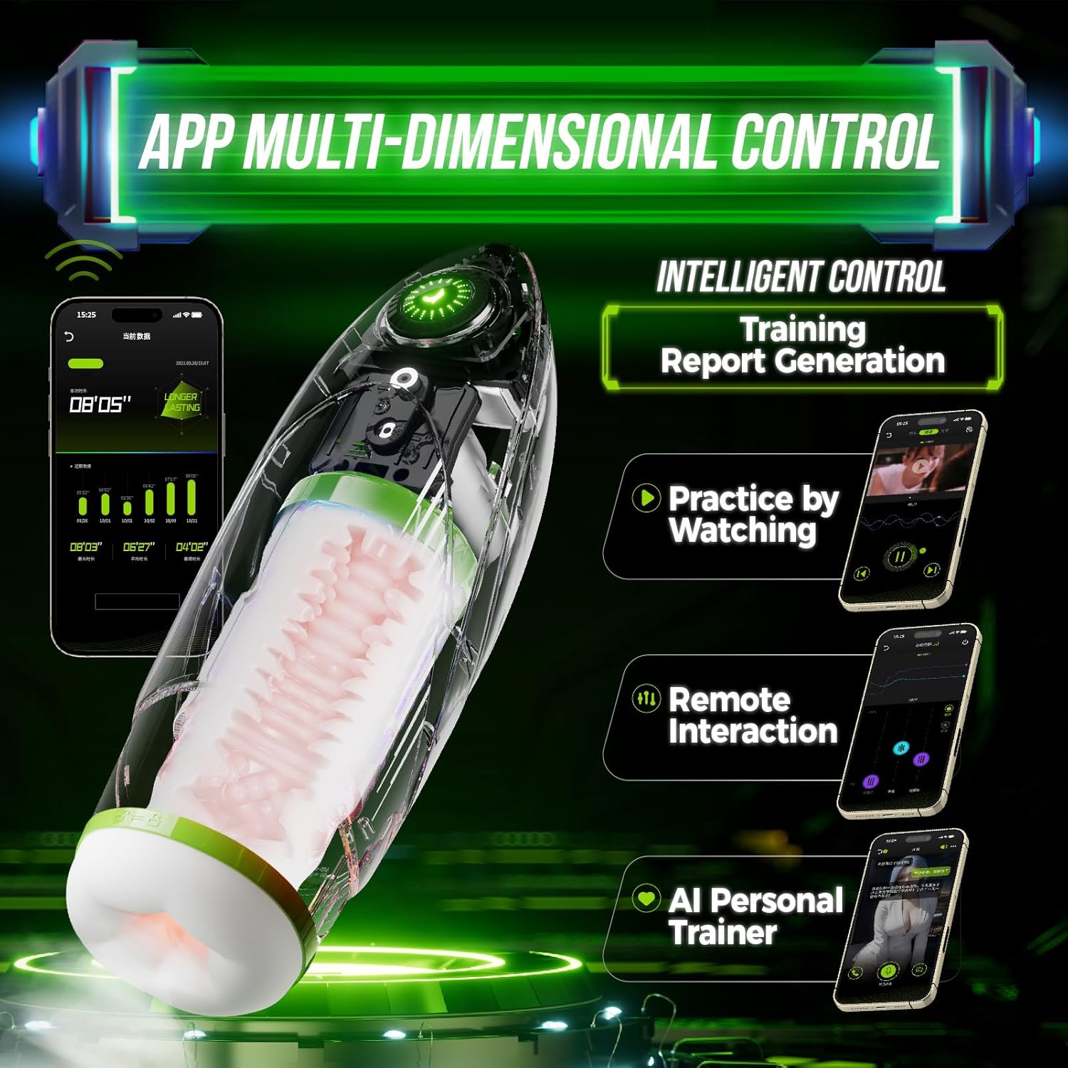APP Electric Masturbator Man Hands-Free Cup, Sex Toy for Men, Masturbating for Men with 10 Modes Telescopic Function and Vibration (42° Heating) – Bild 6