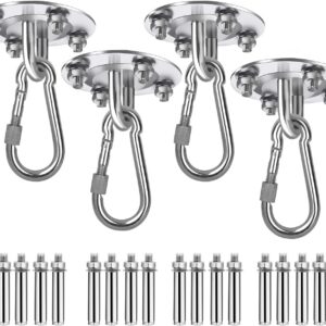 Eulenke 4 Ceiling Hooks Heavy Duty 450 kg Capacity Stainless Steel Swing Hooks, Rotating Hammock Attachment, Suspension Punch Bag Holder with Screw, Swing Hook for Hanging Chair, Punch Bag, Yoga